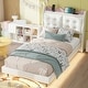 preview thumbnail 11 of 12, Twin Size Upholstery Platform Bed Frame with LED Light Strips, Headboard Storage and Two USB