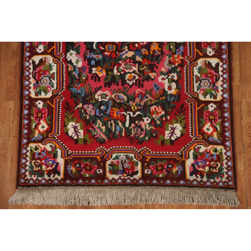 Hand Knotted Oriental 100% Wool Carpet Traditional Floral Pink Bakhtiari Area Rug - 5' 3'' X 3' 7''
