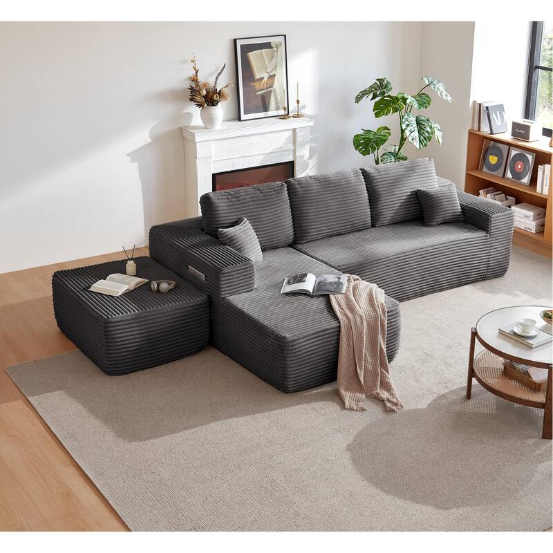 104"Cloud Sectional Couch with U-Shaped Chaise,and Side Pockets,Modern Modular Sofa with Deep Seat, Upholstered