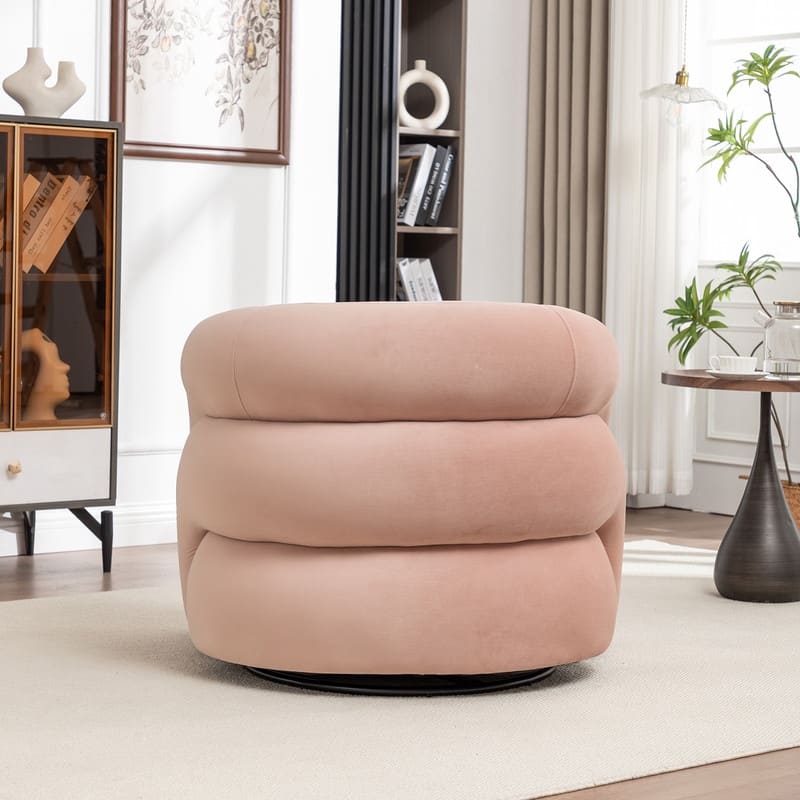 SEYNAR Modern Glam Velvet 360 Degree Swivel Accent Armchair with Tufted Back
