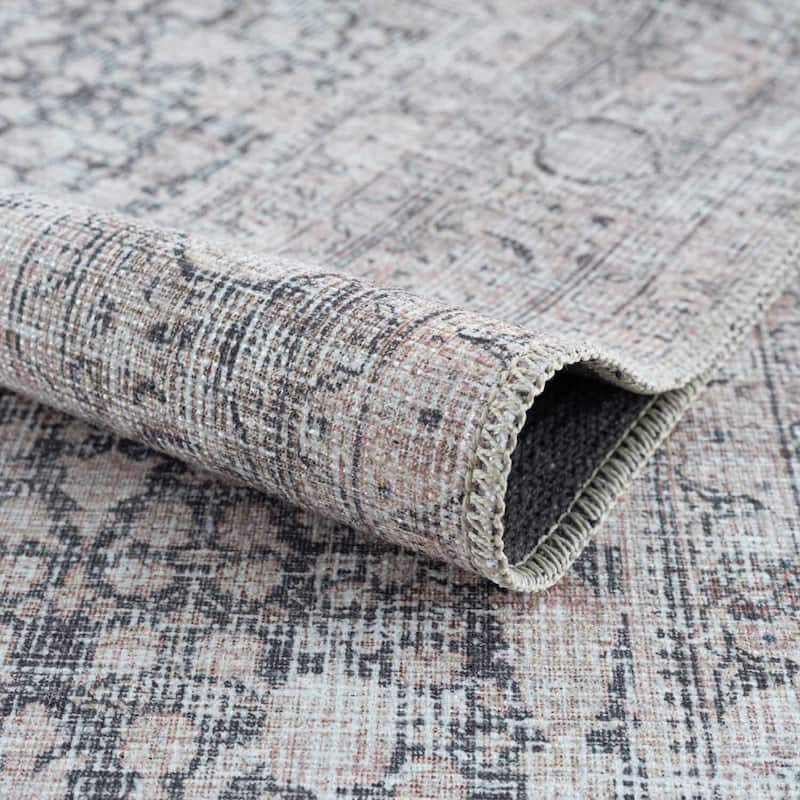 Hauteloom Hedda Living Room, Bedroom Machine Washable Area Rug - Light Gray, Ink, Gray - 2' x 2'11"