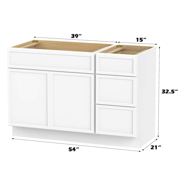 Vanity Art 54" Birch Freestanding Bathroom Vanity Cabinet without Top