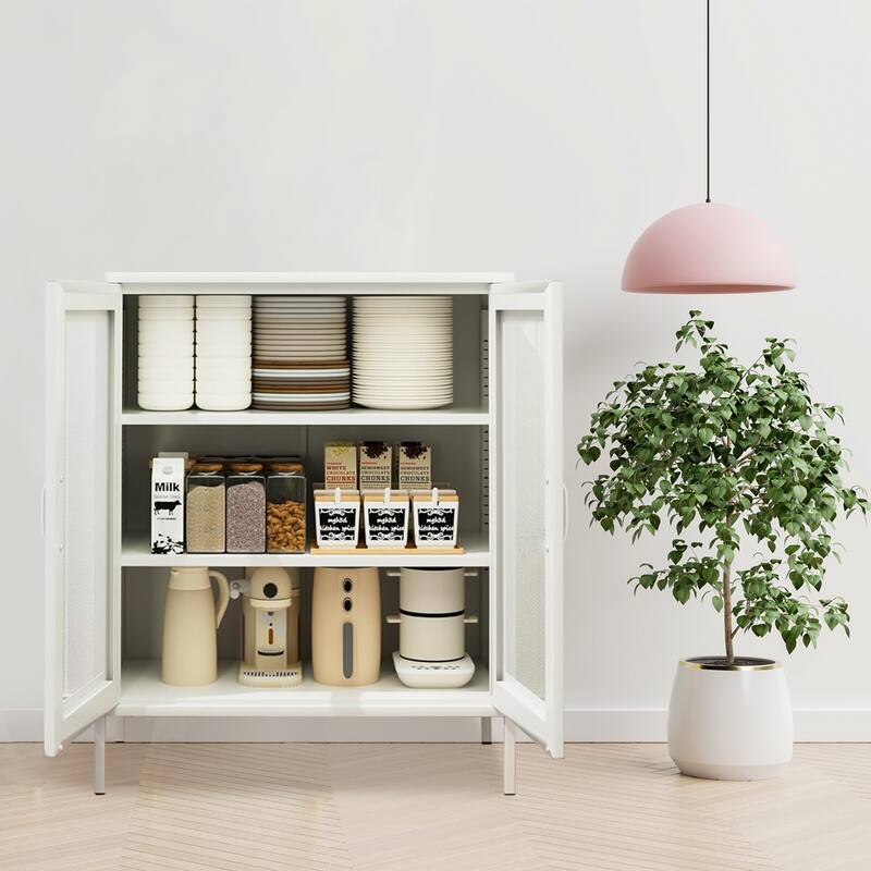 GDFStudio - Marcus Durable Metal Storage Cabinet with Adjustable Shelves for Versatile Organization