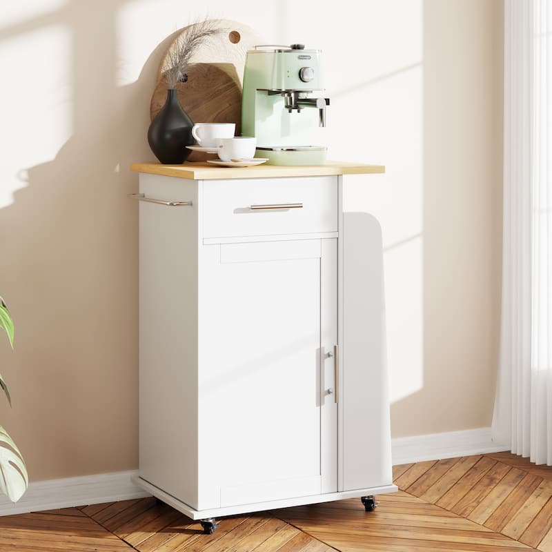 Futzca Storage Kitchen Island Cart - N/A - White/1 Drawer + 1 Cabinet