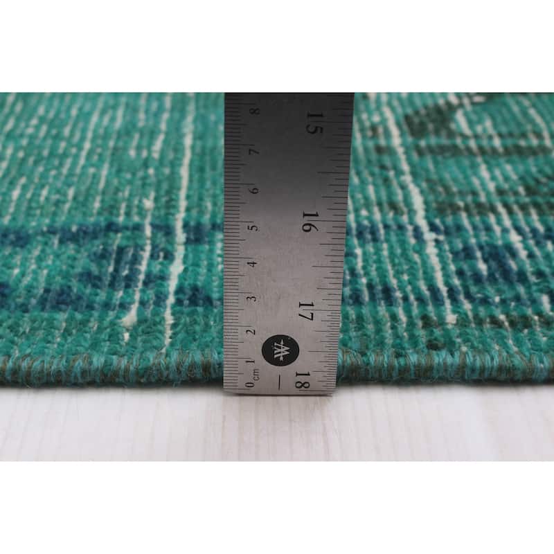 ECARPETGALLERY Hand-knotted Color Transition Green Wool Rug - 3'5 x 9'5