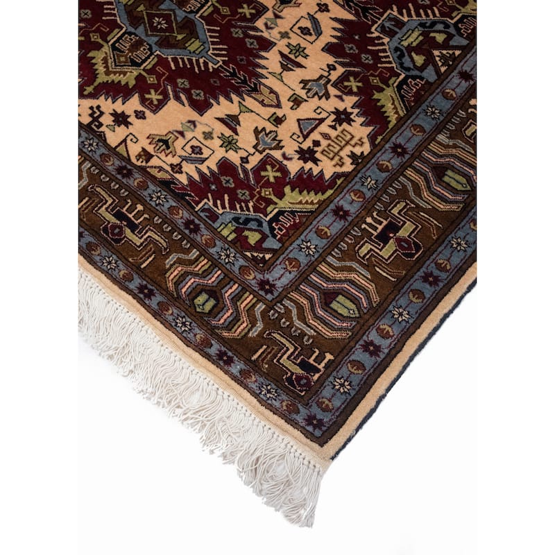 Noori Rug Karghi Cidem Ivory/Purple Rug - 4'0" x 5'2"