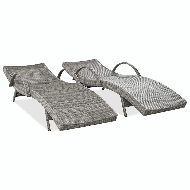 Outdoor Wicker Chaise Lounge Chairs Set of 2