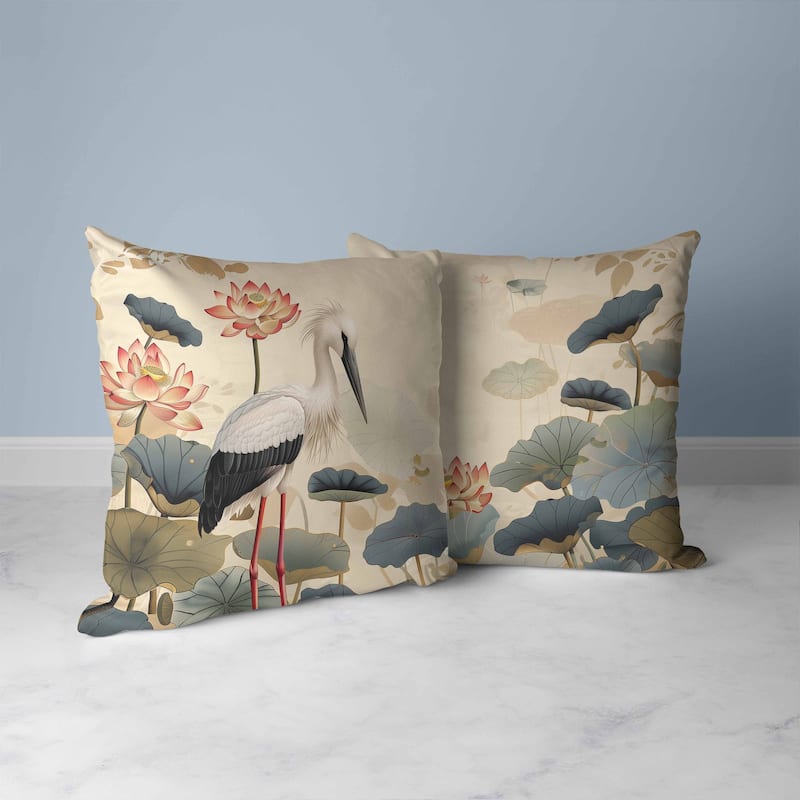 Lotus Pond Faux Suede Reversible Throw Pillow Green and Red