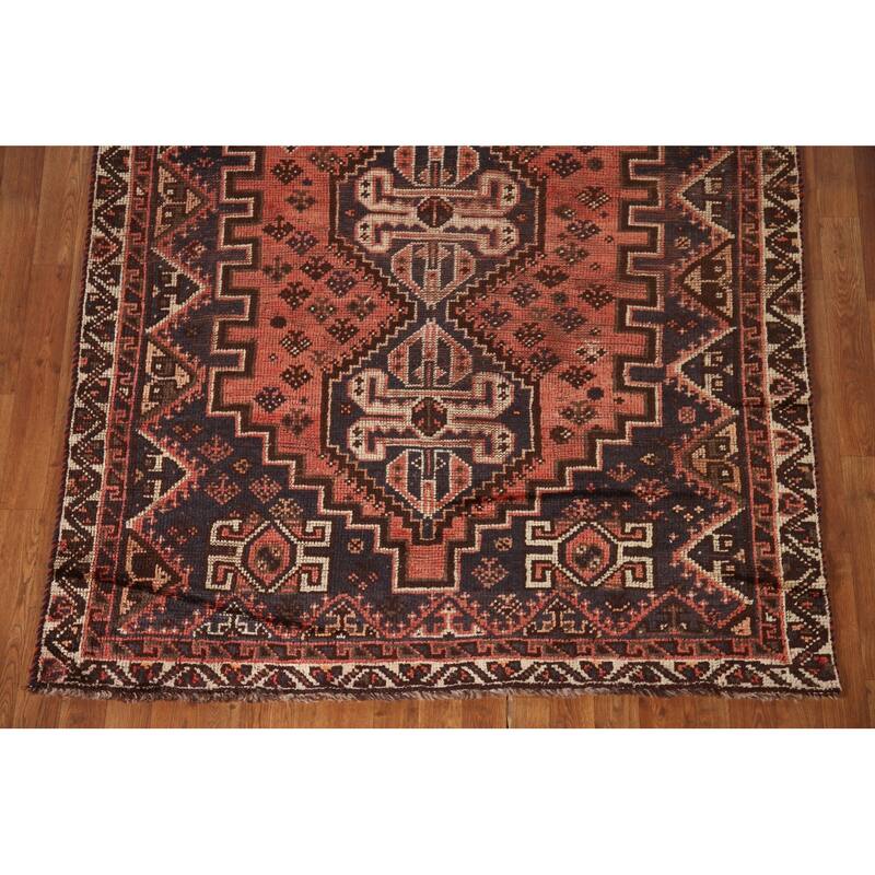 Hand-knotted Vegetable Dye Qashqai Persian Antique Area Rug - 5'0"x 7'7"