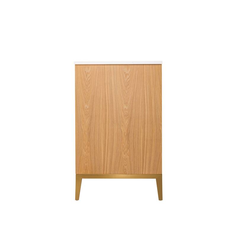 36"/48"/60" W Width Solid Wood Bathroom Vanity with Stain-resistant Carrera White Quartz Top and Sink