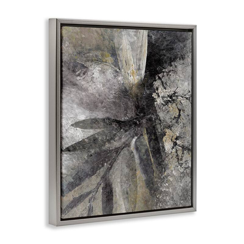 Stupell Grey Abstract Botanical Framed Floater Canvas Wall Art Design by BlursByAI