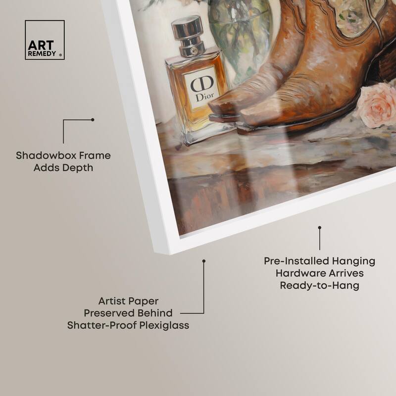 Delicate Floral Boots Shadowbox by Art Remedy