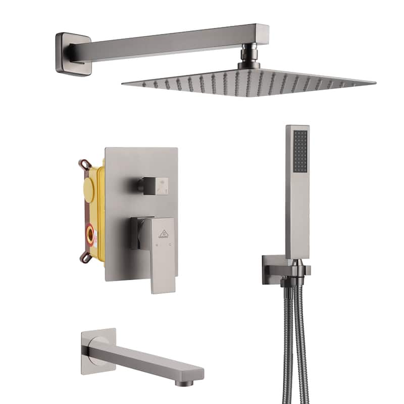 3 Function 10-inch Wall Mounted Dual Shower Heads Shower System With Tub Spout