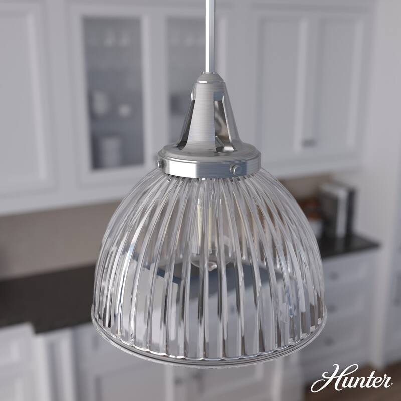 Hunter Cypress Grove 13" 1-Light Pendant - Island, Dining Room, Entry - Industrial, Transitional, Contemporary - Brushed Nickel