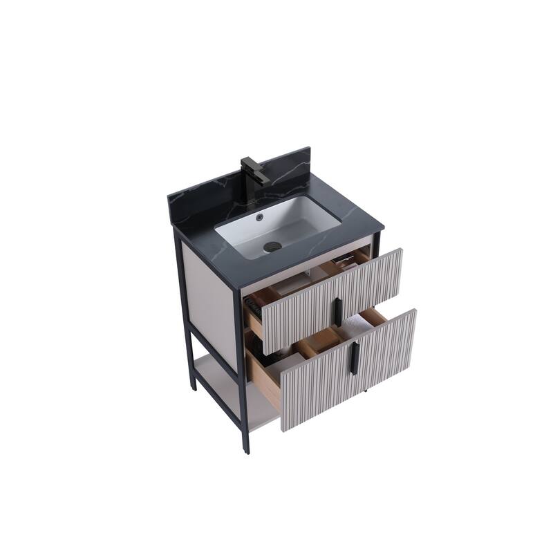 Fine Fixtures Serenity Modern Bathroom Vanity with Black Sintered Stone Top