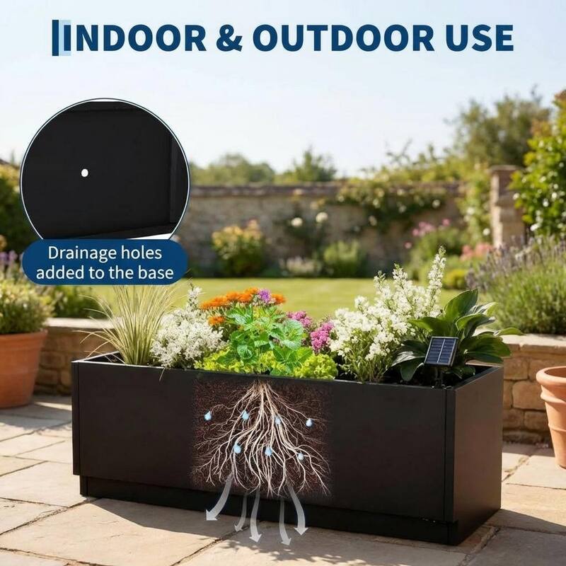 LED Metal Planter Box, with Exterior Light Strips & Controller