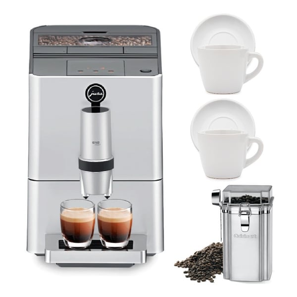 Jura ENA Micro 5 Coffee Machine (Silver) w/ Cups Bundle (Refurbished)
