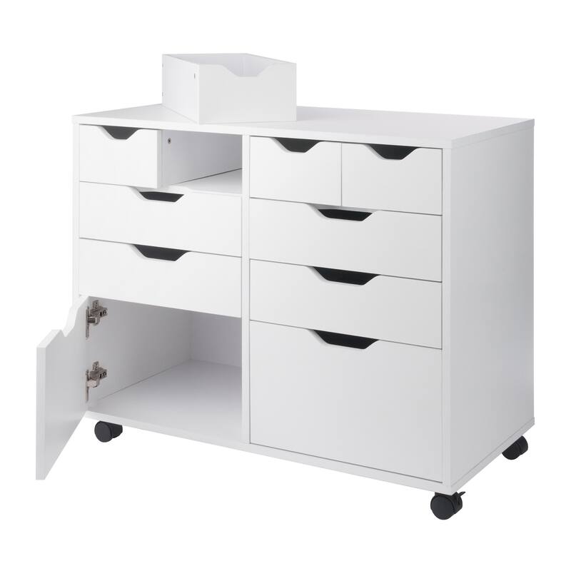 Multi-Storage Wide Mobile Cabinet - 32.25" - White