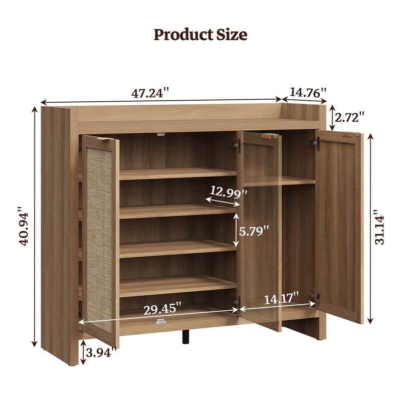 Five - Tier Storage Rustic - Flavored Rattan Shoe Cabinet