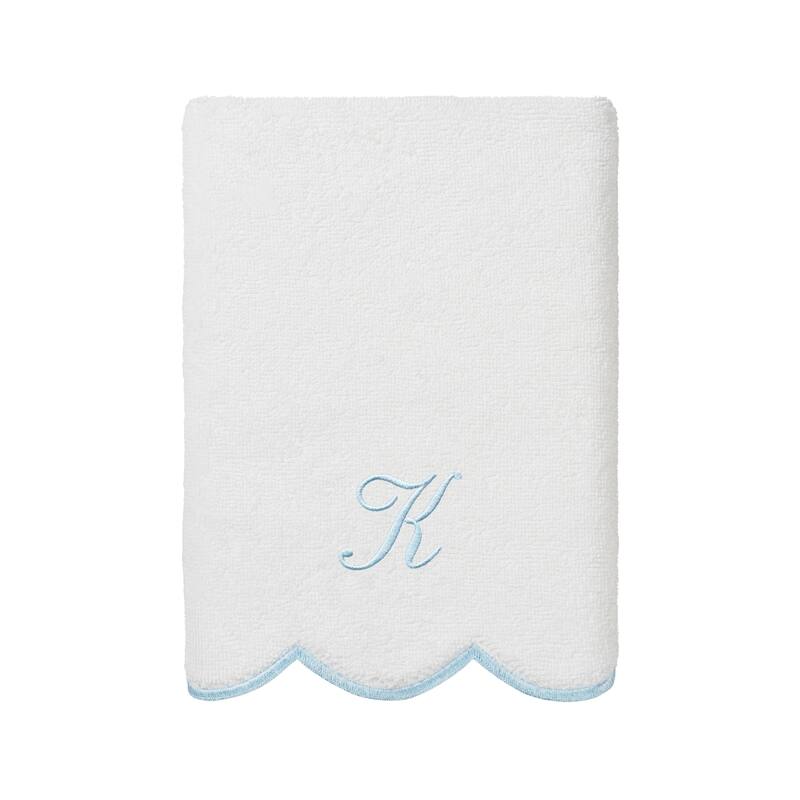 Authentic Hotel and Spa 100% Turkish Cotton Blue ADORNIA Scallop Personalized 3 Piece Towel Set - 3 Piece Set