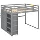preview thumbnail 30 of 30, Traditional Practical Design Full Size Loft Bed with Built-in Ladder,Wardrobe and Shelves for Storage,LED Light Under-Bed