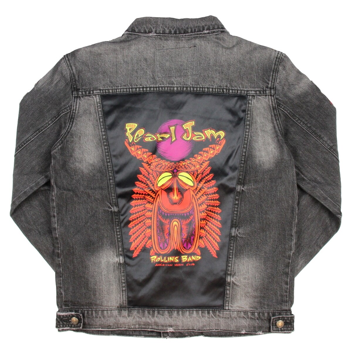 Dragonfly Wolfgangs Design Adult Mens Pink Floyd Oakland Coliseum 1977 Denim Jacket