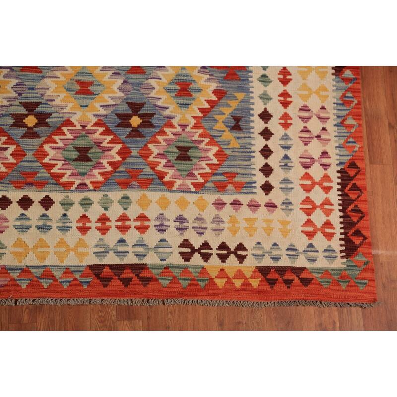 Kilim Oriental Large Rug Flatweave Tribal Wool Carpet - 9'10"x 16'3"