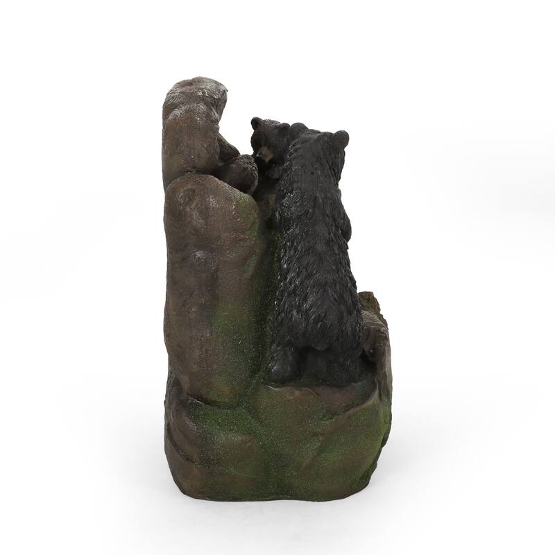 23.75" High Hand Crafted Weather Resistant Floor Fountain, Moss + Black