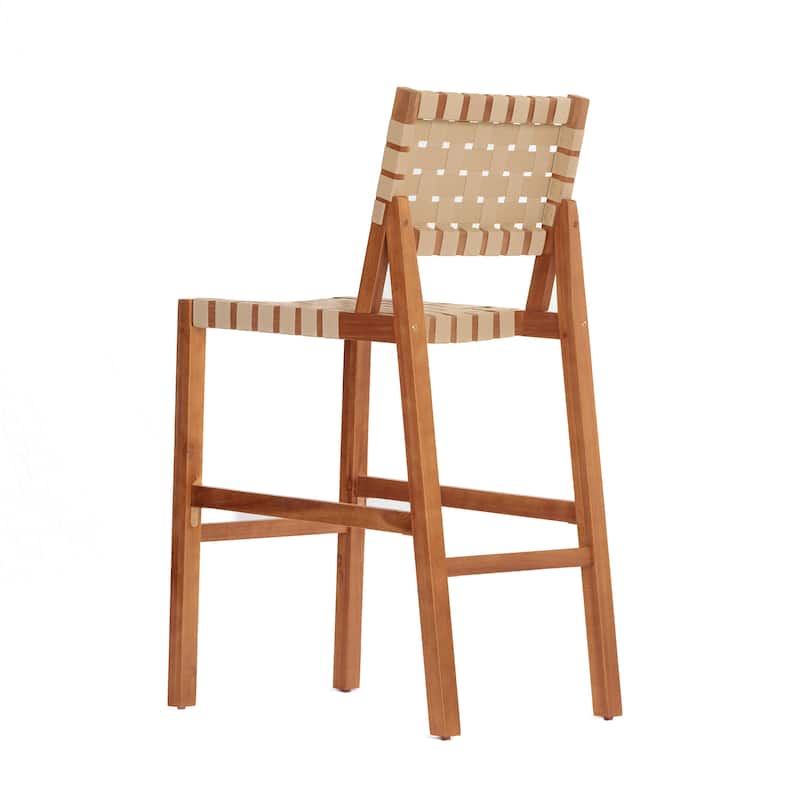 Christopher Knight Home - Solvanta Modern Solid Wood Outdoor 5-Piece Bar Height Dining Set with Rope Woven Bar Stools