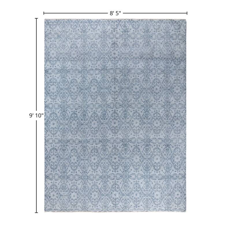 Ikat One-of-a-Kind Handmade Area Rug, Light Gray - 8' 5" x 9' 10"