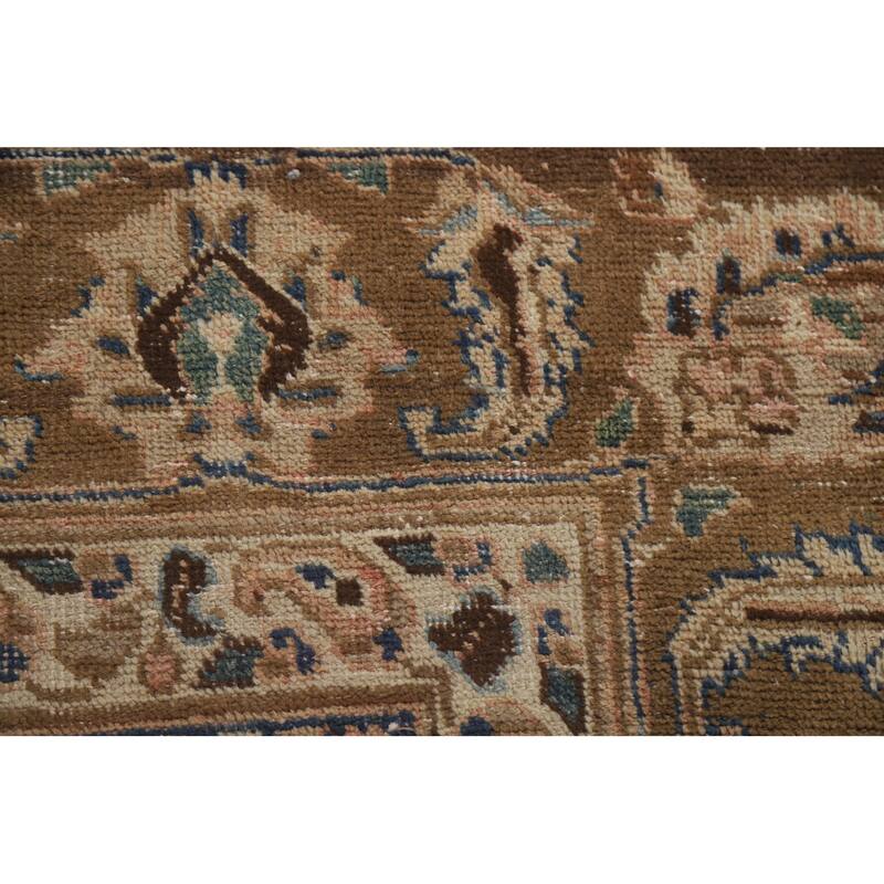 Hand Knotted Oriental 100% Wool Carpet Traditional Floral Peach Mashad Area Rug - 12' 7'' X 9' 9''