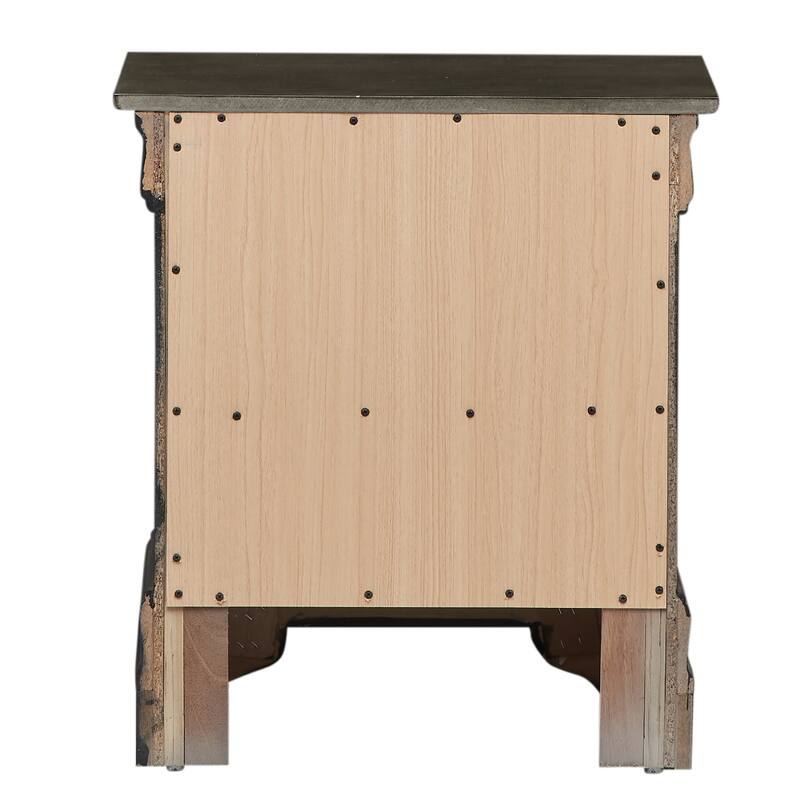2-Drawer Wooden Nightstand - 24" - Gray
