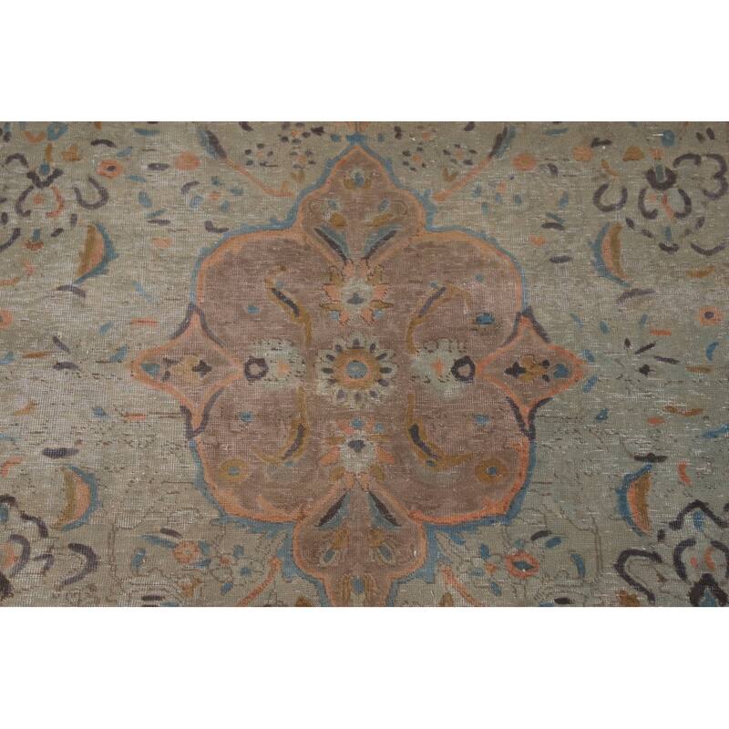 Distressed Over-Dyed Tabriz Antique Area Rug Handmade Wool Carpet - 6'3"x 9'11"