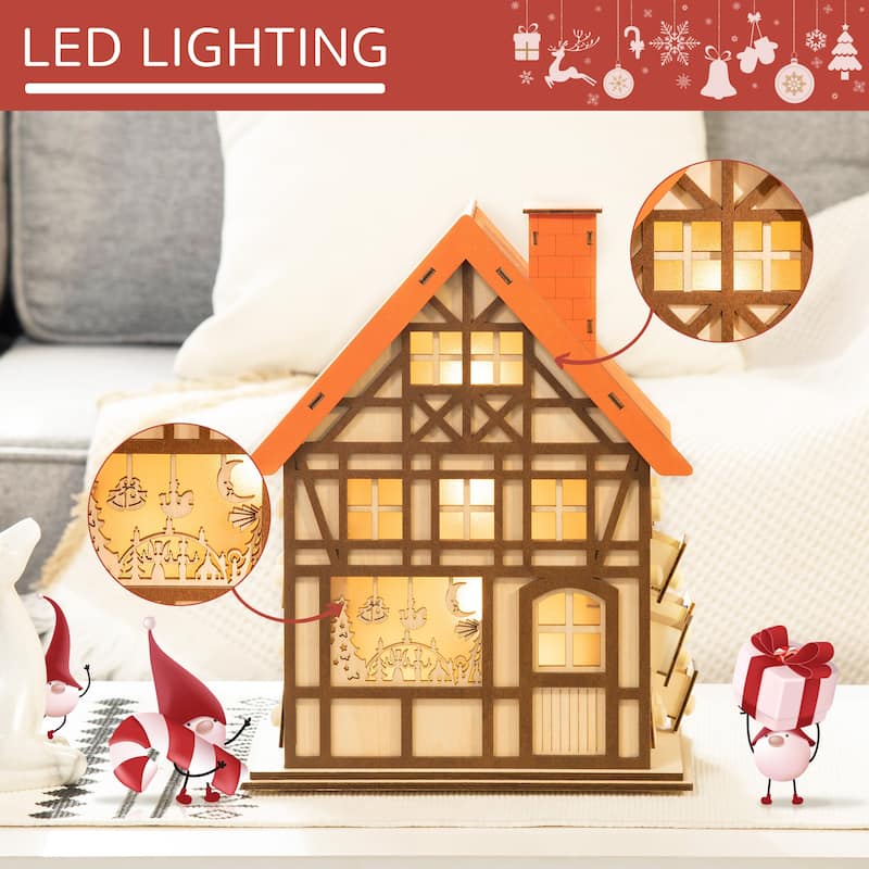 HOMCOM 24 Day Christmas Advent Calendar for Adults & Kids, Wooden Christmas Decoration