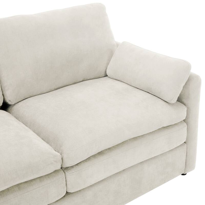 Chenille Fabric Upholstered Loveseat Sofa, Deep Seat Couch Settee with Pillow, 2 Seater Sofa with Plush Cushion