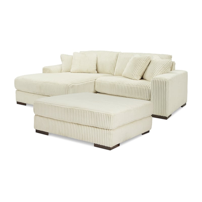 Signature Design by Ashley Lindyn White 2-Piece Sectional with Ottoman - 102" W x 70" D x 38" H - Left Facing