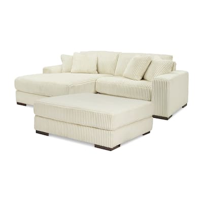 Signature Design by Ashley Lindyn White 2-Piece Sectional with Ottoman - 102" W x 70" D x 38" H