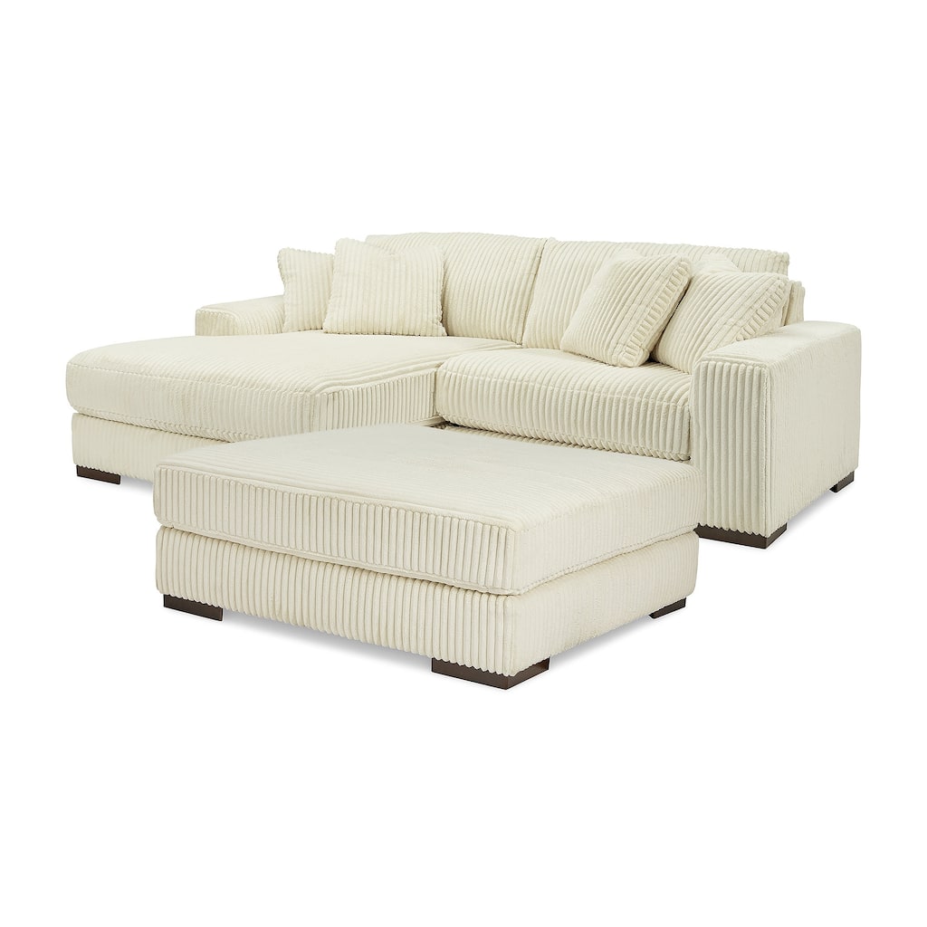 Signature Design by Ashley Lindyn White 2-Piece Sectional with Ottoman - 102" W x 70" D x 38" H