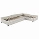 preview thumbnail 25 of 40, 3-in-1 Daybed L-shape Corner Sofa Bed with Pull-out Drawer and Trundle Bed, Linen Upholstered Bed Twin Size Sleeper Couch Bed