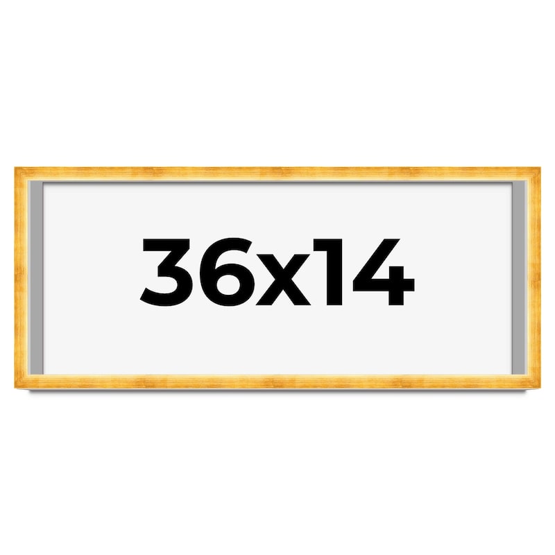 36x14 Shadow Box Frame Gold | 1.625 Inches Deep Real Wood Traditional