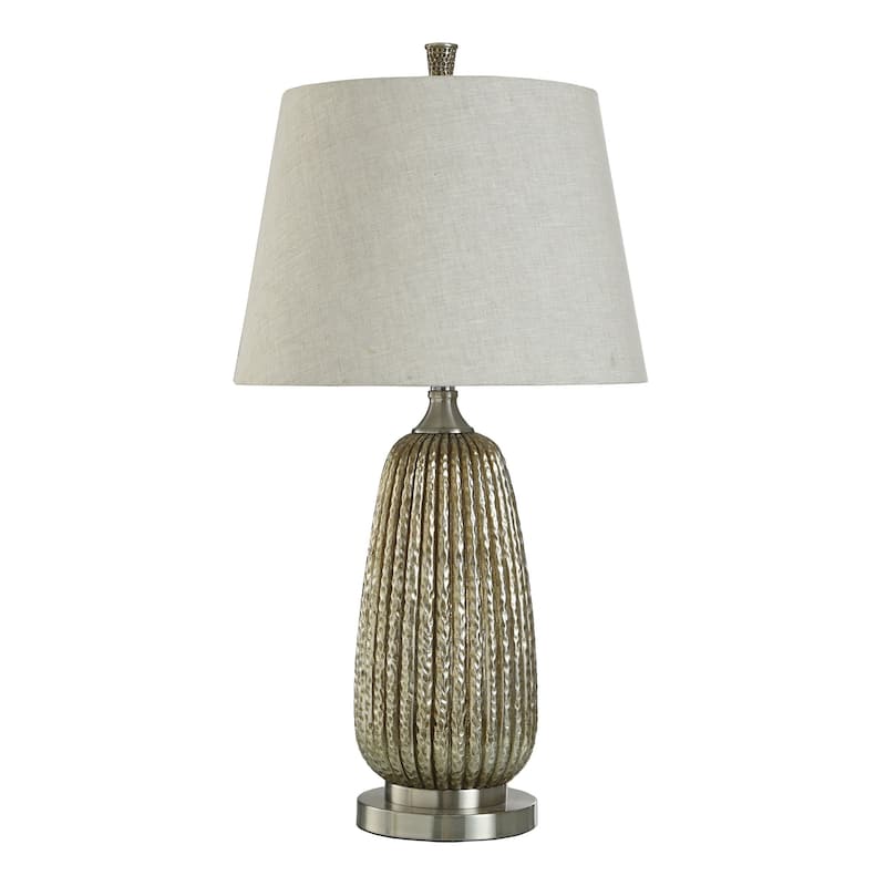Gold Gala Table Lamp - Metallic Gold and Brushed Nickel Resin Body - Natural Shade - Metallic Gold, Brushed Nickel, Natural