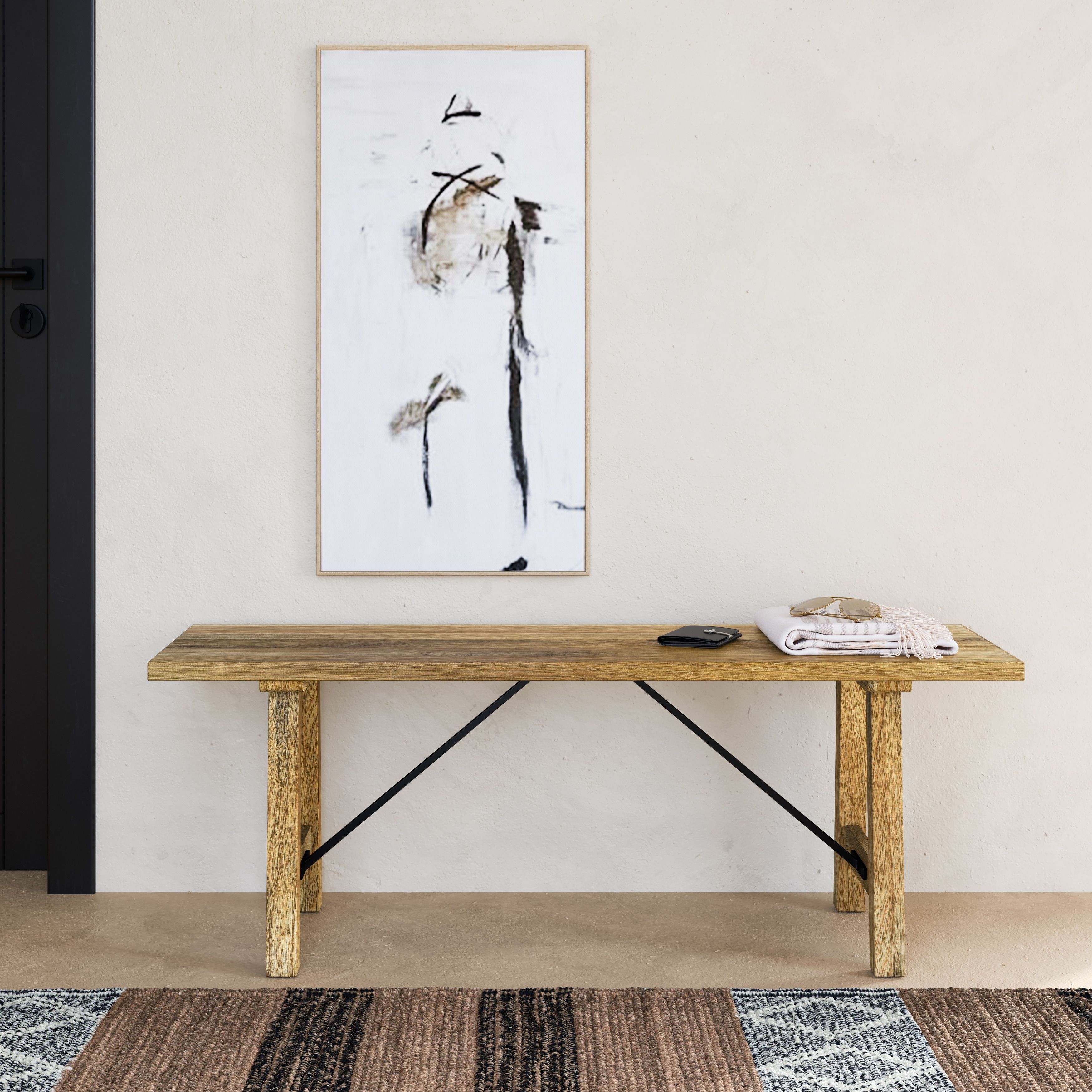 WYNDENHALL Jake SOLID MANGO WOOD 47 inch Wide Industrial Contemporary Bench in Natural - 14" d x 47" w x 17" h