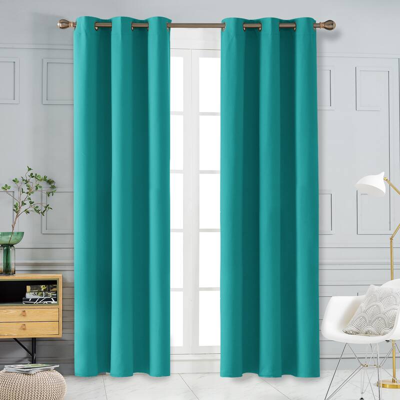 Deconovo Insulated 42 Width Curtain Panel Pair (2 Panel) - W42 x L108 Inch - Turquoise