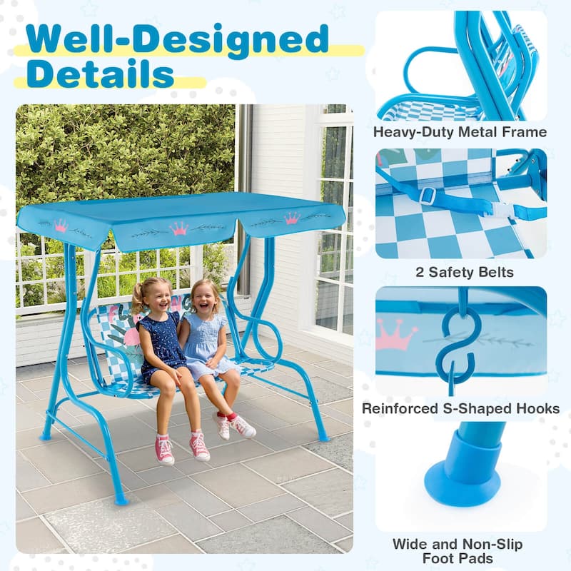 Costway 2-Seater Toddler Porch Swing Chair with Metal Stand Adjustable - See Details