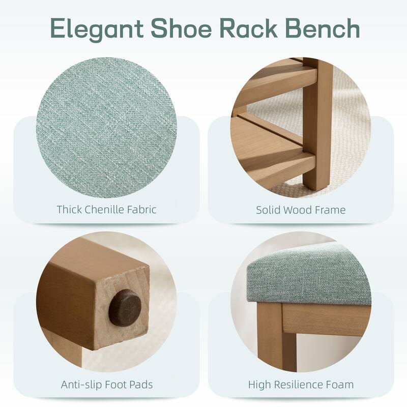 HUIMO Multi-Functional Modern Entryway Double Layer Shoe Bench 39 inch