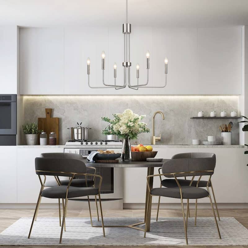 6-Light Candle Style Modern Chandelier for Dining Room