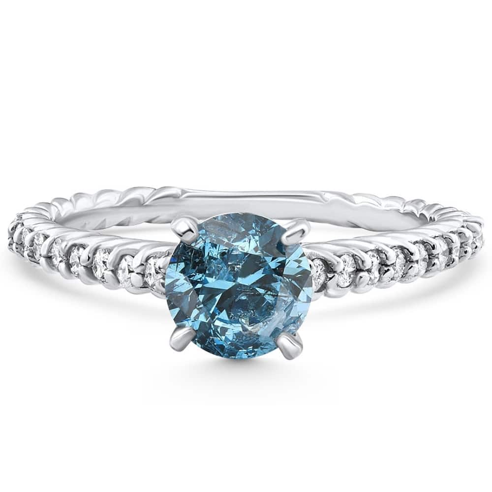 1Ct Blue Diamond Engagement Ring White Gold Lab Grown