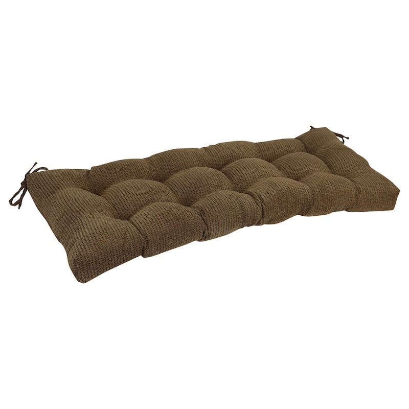 42-inch by 19-inch Tufted Jacquard Chenille Loveseat Cushion - 51 x 19 - Gingham Brown