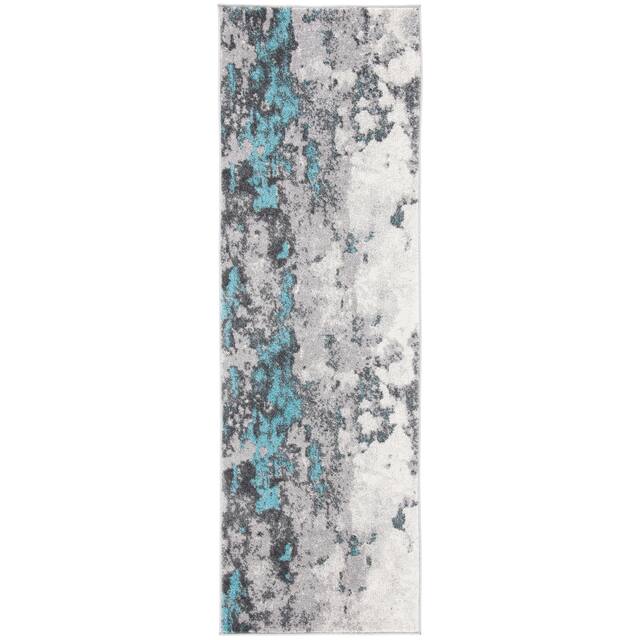 SAFAVIEH Adirondack Cordelia Abstract Glam Rug - 2'6" x 10' Runner - Turquoise/Grey
