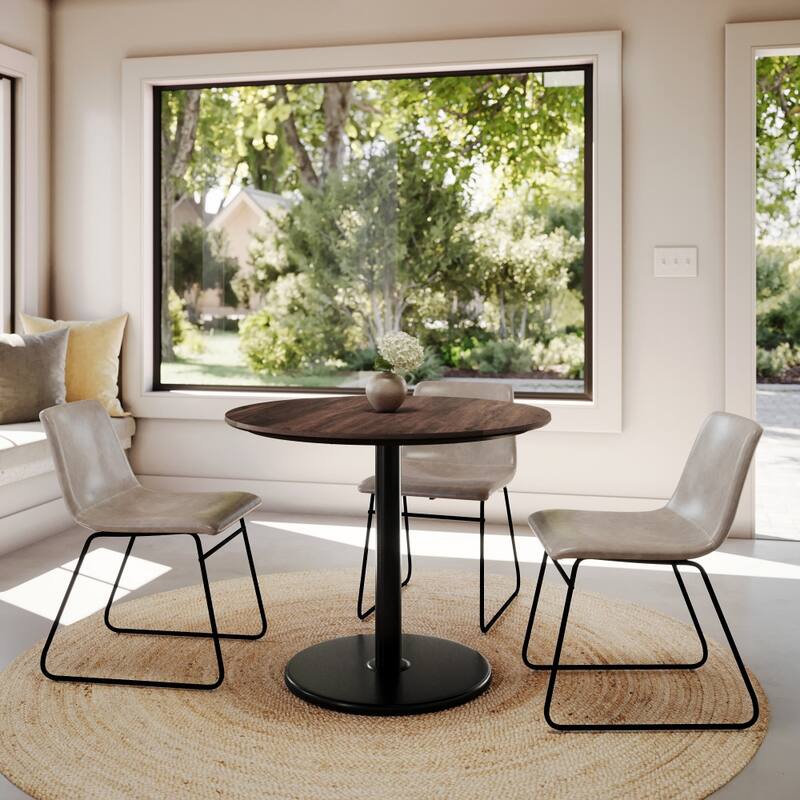 Commercial HPL Tabletop with Table Height Round Base - 36"W x 36"D x 29.5"H